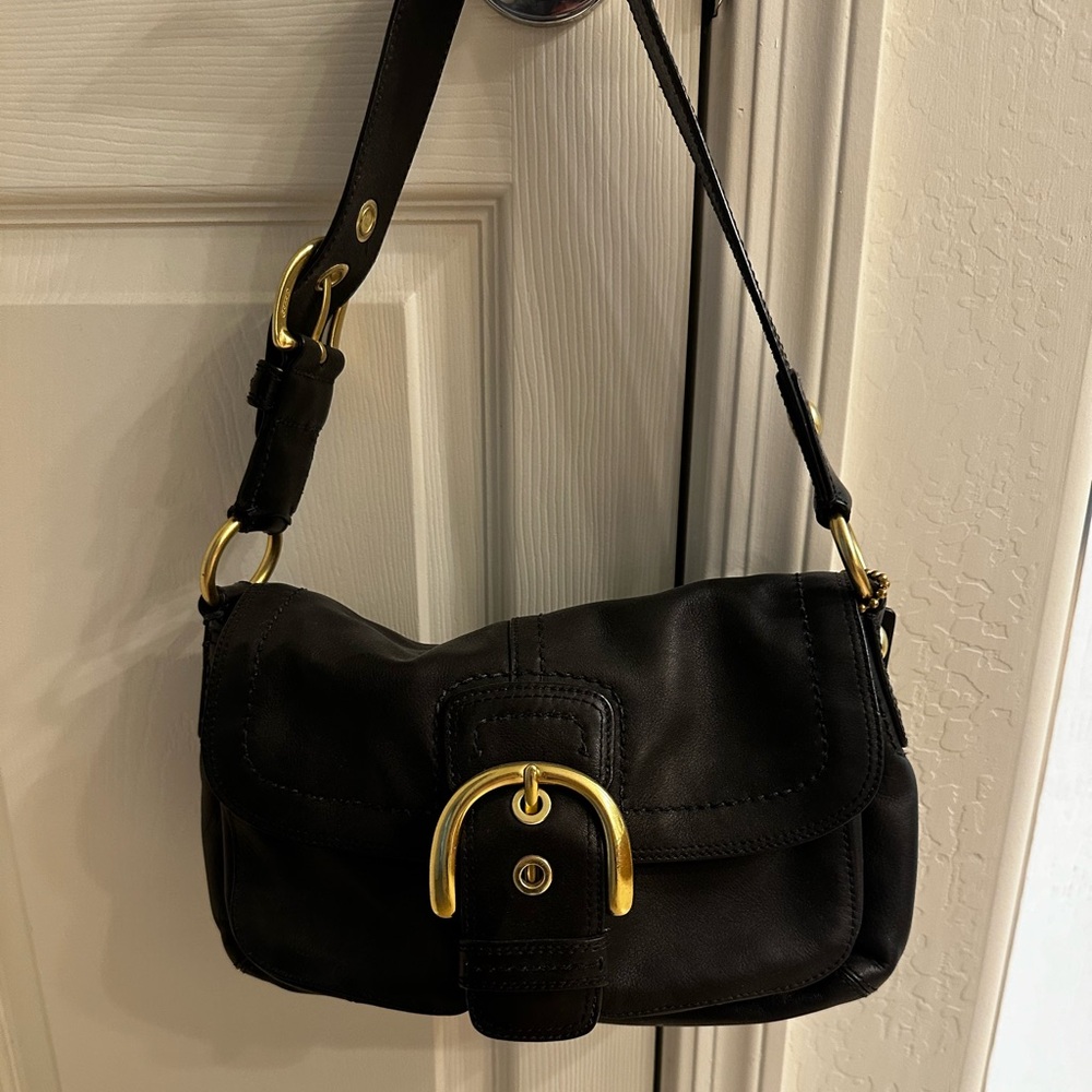 Small black leather coach bag